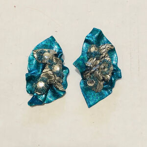 Vintage Aqua Blue Silver Stud Earrings Mermaid Ocean